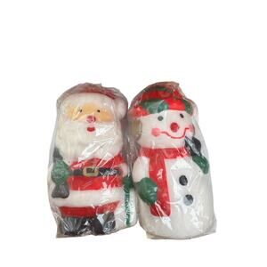 Vintage Robert Alan Foam Wax Novelty 4" Candles Santa Frosty Snowman